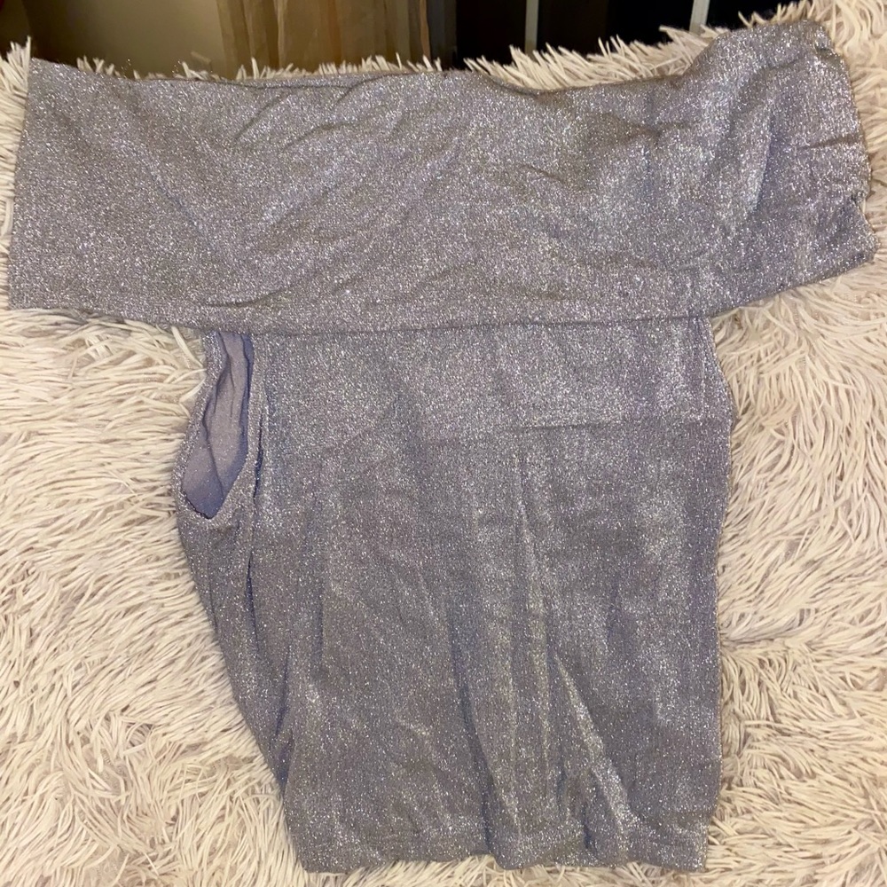 Glitter off the shoulder top